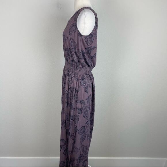 Garnet Hill Plum Navy Paisley Floral Knit Maxi Dress Small - Picture 4 of 8